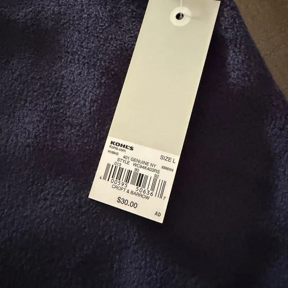 Croft & Barrow Navy Blue Fleece Vest - Large - Picture 4 of 6